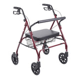 Heavy Duty Bariatric Rollator Rolling Walker with Large Padded Seat, Red - Discount Homecare & Mobility Products