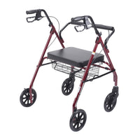 Heavy Duty Bariatric Rollator Rolling Walker with Large Padded Seat, Red - Discount Homecare & Mobility Products