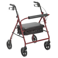 Bariatric Rollator Rolling Walker with 8" Wheels, Red - Discount Homecare & Mobility Products