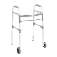Two Button Folding Universal Walker with 5" Wheels - Discount Homecare & Mobility Products
