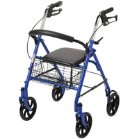 Four Wheel Rollator Rolling Walker with Fold Up Removable Back Support, Blue - Discount Homecare & Mobility Products