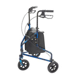 3 Wheel Rollator Rolling Walker with Basket Tray and Pouch, Flame Blue - Discount Homecare & Mobility Products