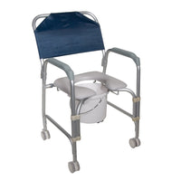 Lightweight Portable Shower Commode Chair with Casters - Discount Homecare & Mobility Products