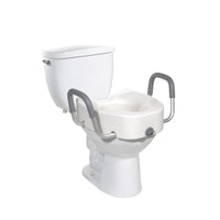 Premium Plastic Raised Toilet Seat with Lock and Padded Armrests, Elongated - Discount Homecare & Mobility Products