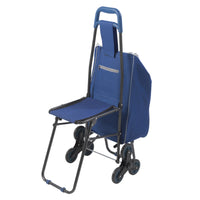 Deluxe Rolling Shopping Cart with Seat, Blue - Discount Homecare & Mobility Products