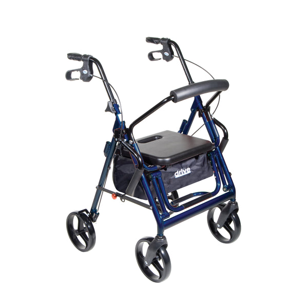 Duet Dual Function Transport Wheelchair Rollator Rolling Walker, Blue - Discount Homecare & Mobility Products