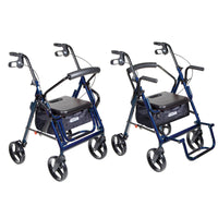 Duet Dual Function Transport Wheelchair Rollator Rolling Walker, Blue - Discount Homecare & Mobility Products