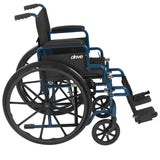 Blue Streak Wheelchair with Flip Back Desk Arms, Swing Away Footrests, 18" Seat - Discount Homecare & Mobility Products
