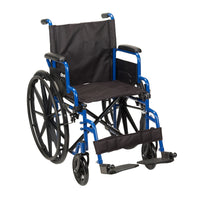 Blue Streak Wheelchair with Flip Back Desk Arms, Swing Away Footrests, 20" Seat - Discount Homecare & Mobility Products