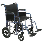 Bariatric Heavy Duty Transport Wheelchair with Swing Away Footrest, 20" Seat, Blue - Discount Homecare & Mobility Products