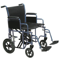 Bariatric Heavy Duty Transport Wheelchair with Swing Away Footrest, 22" Seat, Blue - Discount Homecare & Mobility Products