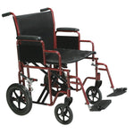 Bariatric Heavy Duty Transport Wheelchair with Swing Away Footrest, 22" Seat, Red - Discount Homecare & Mobility Products