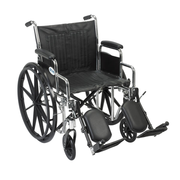 Chrome Sport Wheelchair, Detachable Desk Arms, Elevating Leg Rests, 20" Seat - Discount Homecare & Mobility Products