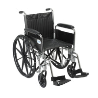Chrome Sport Wheelchair, Detachable Full Arms, Swing away Footrests, 20" Seat - Discount Homecare & Mobility Products