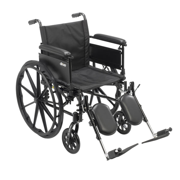 Cruiser X4 Lightweight Dual Axle Wheelchair with Adjustable Detachable Arms, Full Arms, Elevating Leg Rests, 20" Seat - Discount Homecare & Mobility Products