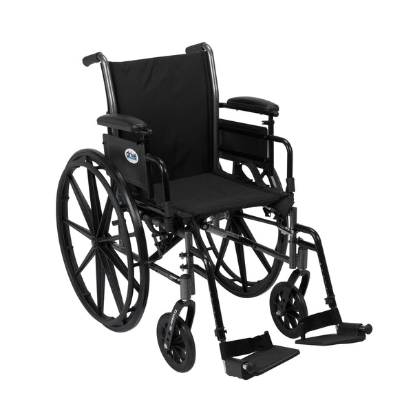 Cruiser III Light Weight Wheelchair with Flip Back Removable Arms, Adjustable Height Desk Arms, Swing away Footrests, 18" - Discount Homecare & Mobility Products