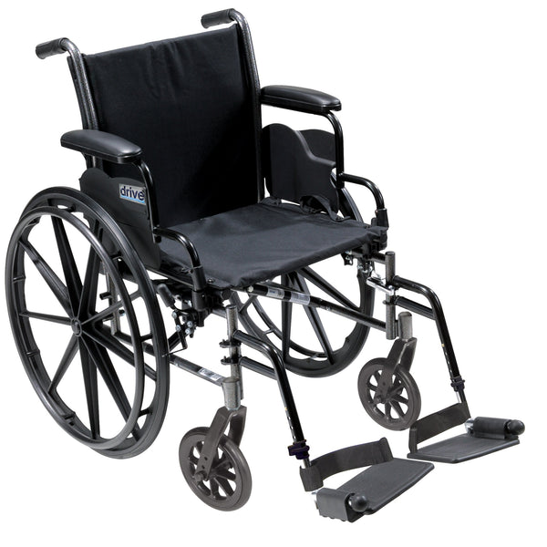 Cruiser III Light Weight Wheelchair with Flip Back Removable Arms, Desk Arms, Swing away Footrests, 18" Seat - Discount Homecare & Mobility Products