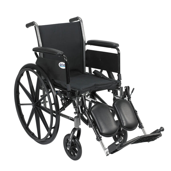 Cruiser III Light Weight Wheelchair with Flip Back Removable Arms, Full Arms, Elevating Leg Rests, 18" Seat - Discount Homecare & Mobility Products