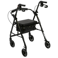 Rollator Rolling Walker with 6" Wheels, Fold Up Removable Back Support and Padded Seat, Black - Discount Homecare & Mobility Products