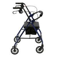 Rollator Rolling Walker with 6" Wheels, Fold Up Removable Back Support and Padded Seat, Blue - Discount Homecare & Mobility Products