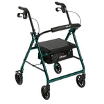 Rollator Rolling Walker with 6" Wheels, Fold Up Removable Back Support and Padded Seat, Green - Discount Homecare & Mobility Products