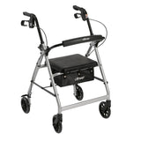 Rollator Rolling Walker with 6" Wheels, Fold Up Removable Back Support and Padded Seat, Silver - Discount Homecare & Mobility Products