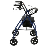 Aluminum Rollator Rolling Walker with Fold Up and Removable Back Support and Padded Seat, Blue - Discount Homecare & Mobility Products