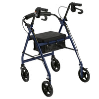 Aluminum Rollator Rolling Walker with Fold Up and Removable Back Support and Padded Seat, Blue - Discount Homecare & Mobility Products