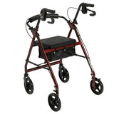 Aluminum Rollator Rolling Walker with Fold Up and Removable Back Support and Padded Seat, Red - Discount Homecare & Mobility Products