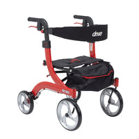 Nitro Euro Style Rollator Rolling Walker, Hemi Height, Red - Discount Homecare & Mobility Products