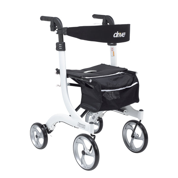 Nitro Euro Style Rollator Rolling Walker, Tall, White - Discount Homecare & Mobility Products