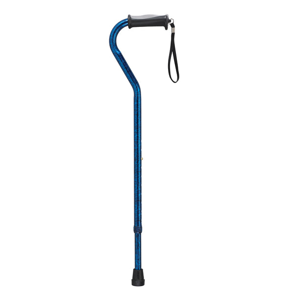 Adjustable Height Offset Handle Cane with Gel Hand Grip, Blue Crackle - Discount Homecare & Mobility Products