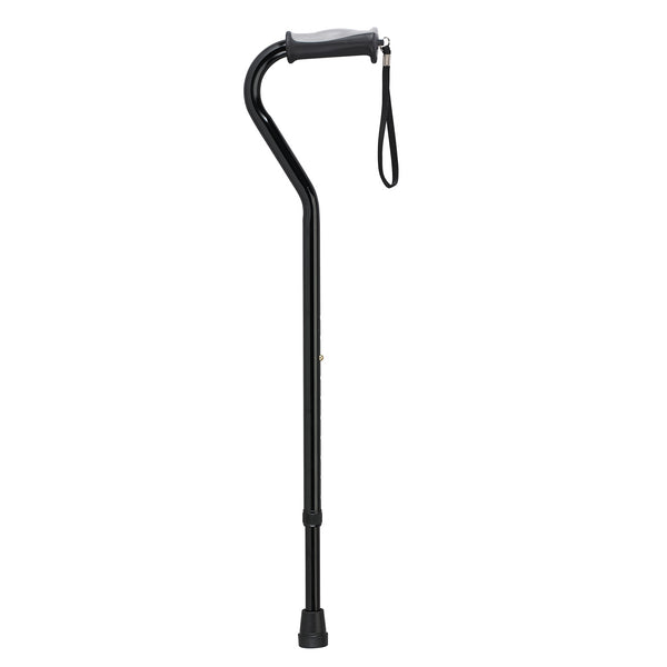 Adjustable Height Offset Handle Cane with Gel Hand Grip, Black - Discount Homecare & Mobility Products