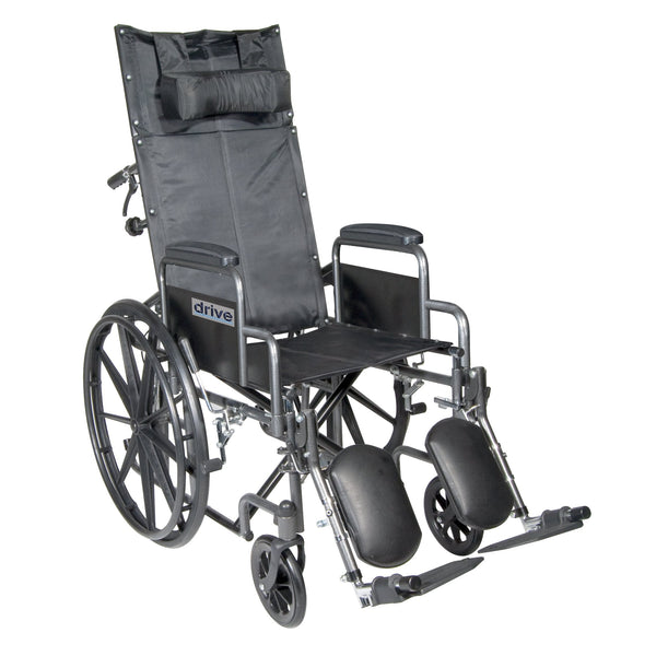 Silver Sport Reclining Wheelchair with Elevating Leg Rests, Detachable Desk Arms, 16" Seat - Discount Homecare & Mobility Products