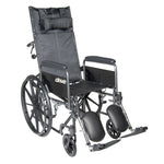 Silver Sport Reclining Wheelchair with Elevating Leg Rests, Detachable Full Arms, 16" Seat - Discount Homecare & Mobility Products