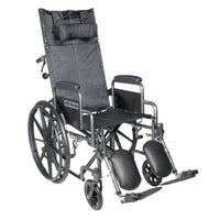 Silver Sport Reclining Wheelchair with Elevating Leg Rests, Detachable Desk Arms, 18" Seat - Discount Homecare & Mobility Products