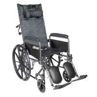 Silver Sport Reclining Wheelchair with Elevating Leg Rests, Detachable Full Arms, 20" Seat - Discount Homecare & Mobility Products