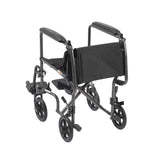 Lightweight Steel Transport Wheelchair, Fixed Full Arms, 17" Seat - Discount Homecare & Mobility Products